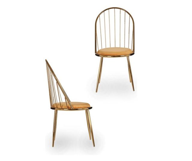 Стол Gift Decor, Златен Линии, Горчица, полиестер, Желязо, 48 x 95,5 x 48 cm