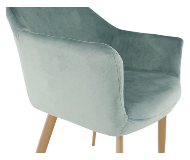 Mint Green Upholstered Chair with Beech Legs - Odovel 56x63x82 cm