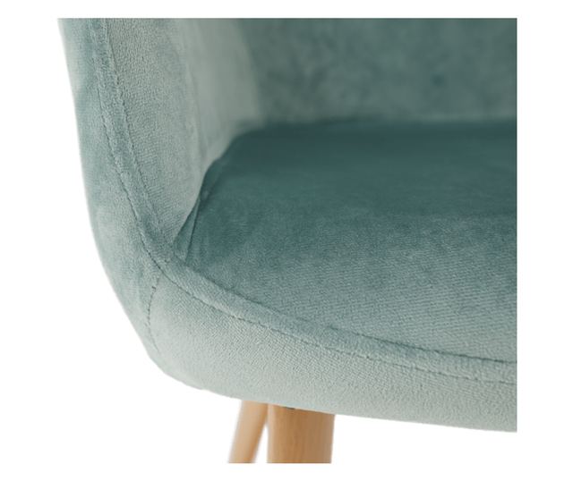 Mint Green Upholstered Chair with Beech Legs - Odovel 56x63x82 cm