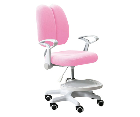 Állítható íróasztal szék lábtámaszsal és hevederekkel rózsaszín és fehér Anais 58x55x102 cm