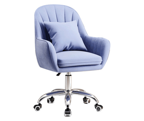 Irodai szék kék bársony kárpitozás króm láb Klian 42x55x90cm
