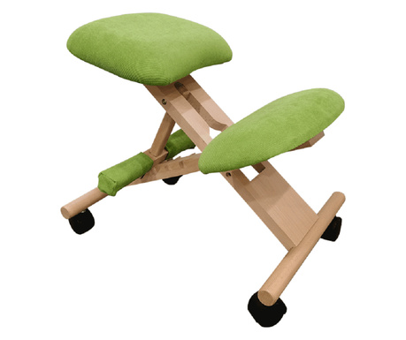 Scaun birou, ergonomic, textil verde, picioare fag, Groco, 46x65x56-72 cm