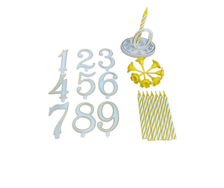 8 db-os születésnapi gyertya készlet Ibili-Flex, 6 cm, sárga