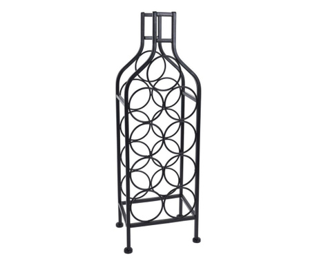 Home&Styling Collection 9 palackos borállvány, fém, 22x16x69 cm, fekete