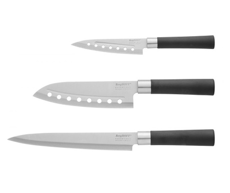 3 darabos BergHOFF-Essentials késkészlet, rozsdamentes acél, ezüst/fekete színben