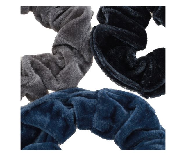 Set 3 elastice par catifea PAMI, AP-C621-397 Albastru