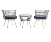 Комплект от Маса и 2 Кресла DKD Home Decor Кристал Син синтетичен ратан Стомана (65 cm) (65 x 65 x 68 cm)