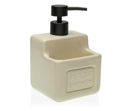 Дозатор за сапун Versa 2 в 1 за мивка, Бежов, Керамика, ABS, 10 x 19 x 10 cm