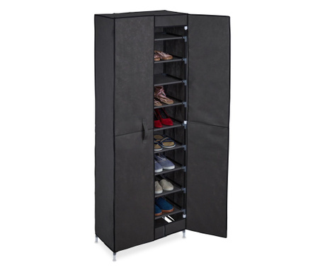 Pantofar tip dulap, Relaxdays, negru, pentru 30 perechi, 168 x 61 x 31.5 cm