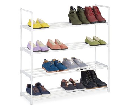 Pantofar cu 3 nivele, Relaxdays, alb, 16 perechi, 92 x 90 x 30.5 cm