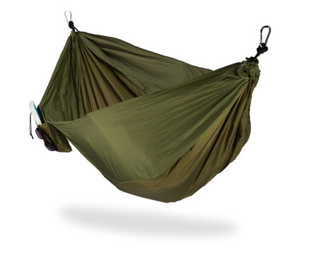 Hamac, pentru 2 persoane, capacitate pana la 200kg, verde inchis, 130cm x 220cm, Relaxdays