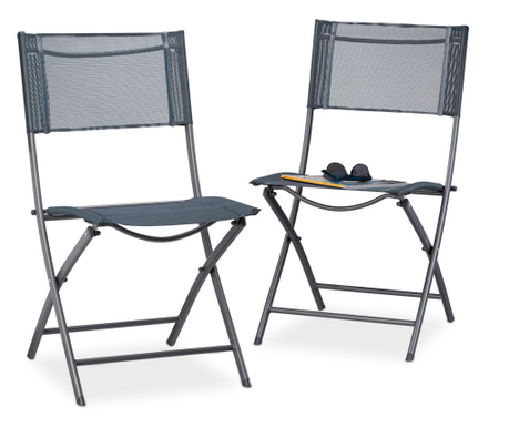 Set 2 scaune pliante pentru gradina sau terasa, capacitate 150kg, 87cm x 55cm x 48cm, Relaxdays