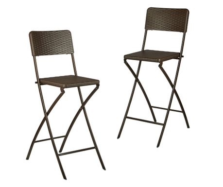 Set 2 scaune de bar pliabil BASTIAN, maro inchis, 115 x 44 x 63 cm, Relaxdays