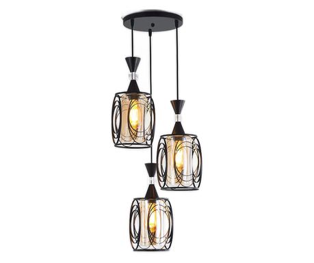 Pendul RFAN, Model 5447-3, cu Abajur, 3 x E27, Inaltime Reglabila, Negru