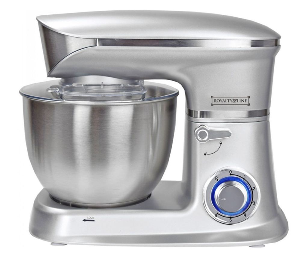 Mixer planetar, cupa inox Royalty Line RL-PKM1900.7, 1900W, 6.5 litri, 6 trepte de viteza + Pulse, Accesorii, Argintiu - 2