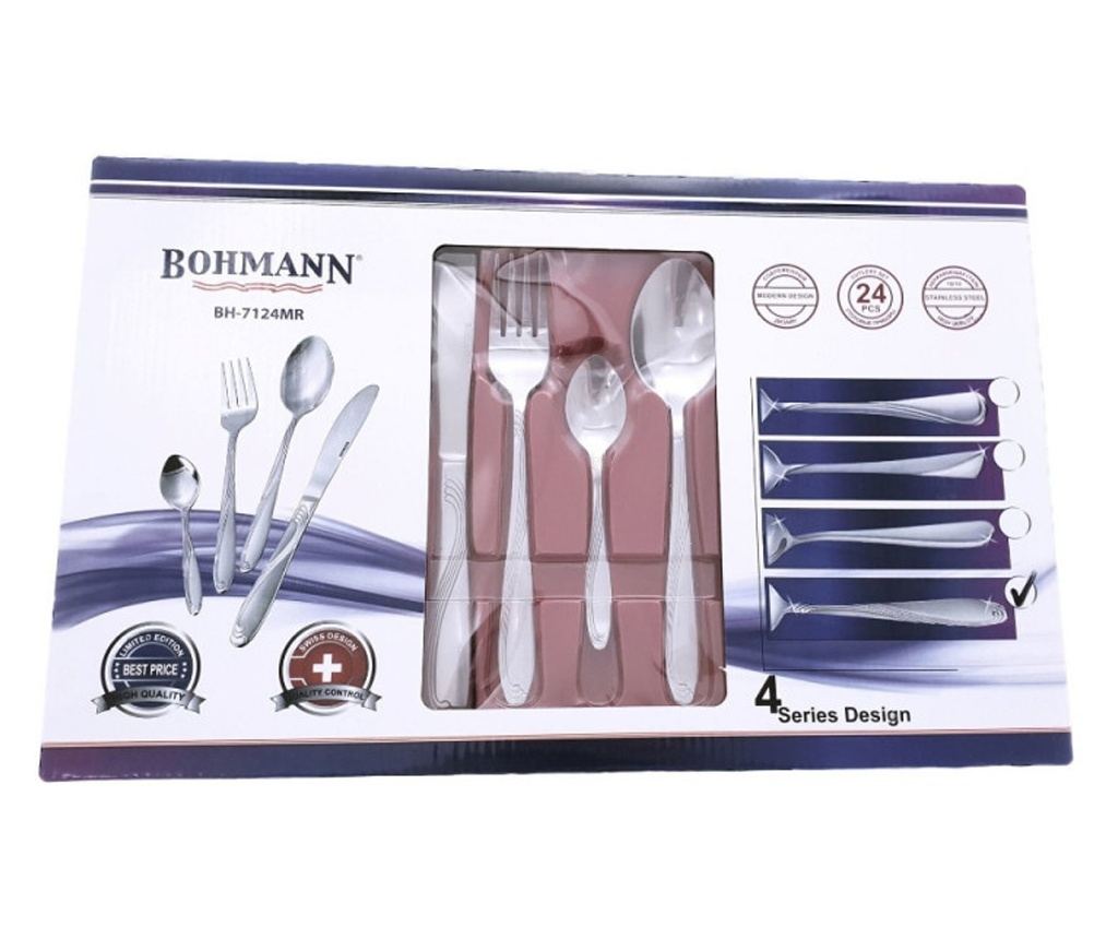 Σετ Μαχαιροπίρουνα Bohmann BH 7124MR, Θήκη, Ανοξείδωτο ατσάλι, 24 τεμάχια, Inox - 2