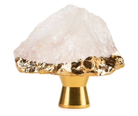Maner tip buton pentru mobilier, din cristal natural, hand-made din piatra semipretioasa cu insertii aurii, Cuart Alb, modele un