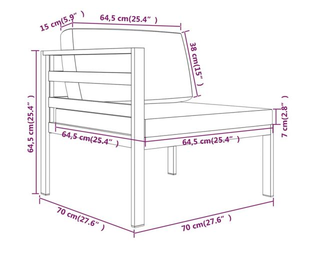 Градински комплект с възглавници, 6 части, антрацит, алуминий