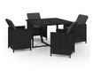 Vrtni namještaj s jastucima, 5 dijelova, crna, poliratan