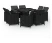 Vrtni namještaj s jastucima, 9 dijelova, crna, poliratan