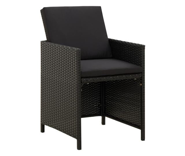 Vrtni namještaj s jastucima, 9 dijelova, crna, poliratan