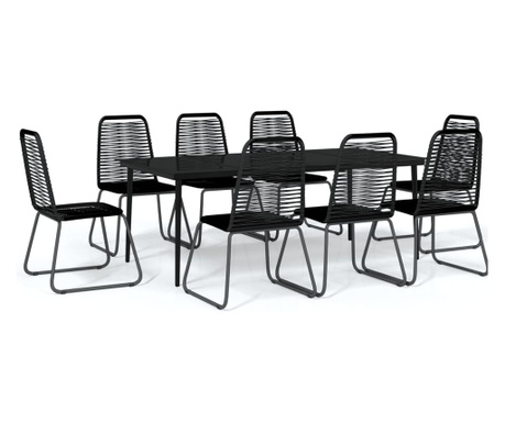 Set mobilier de gradina, 9 piese, negru