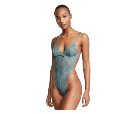 Costum Sexy, Victoria's Secret, Unlined Corded Lace Teddy, Runaway Teal, Marime M