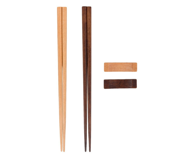 Set 4 perechi chopsticks premium, cu suport, lemn, 25cm