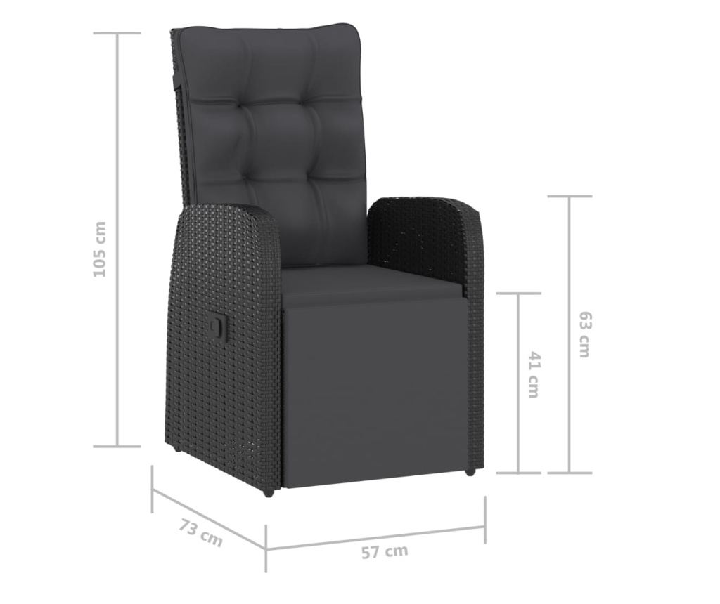 Комплект градински мебели с възглавници, 11 части, Черен, Поли ратан - 10