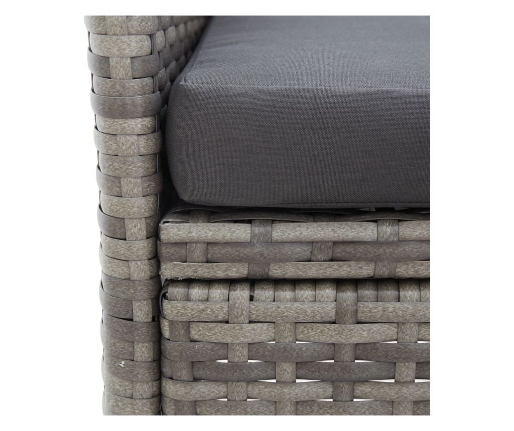 Vrtna klupa sa stolom, 2 sjedala, siva, 143 cm, poli ratan - 5