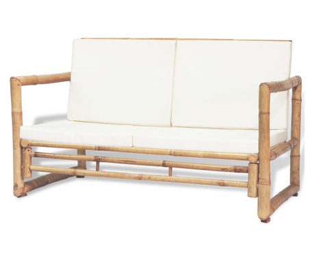 kétszemélyes bambusz kerti kanapé párnákkal