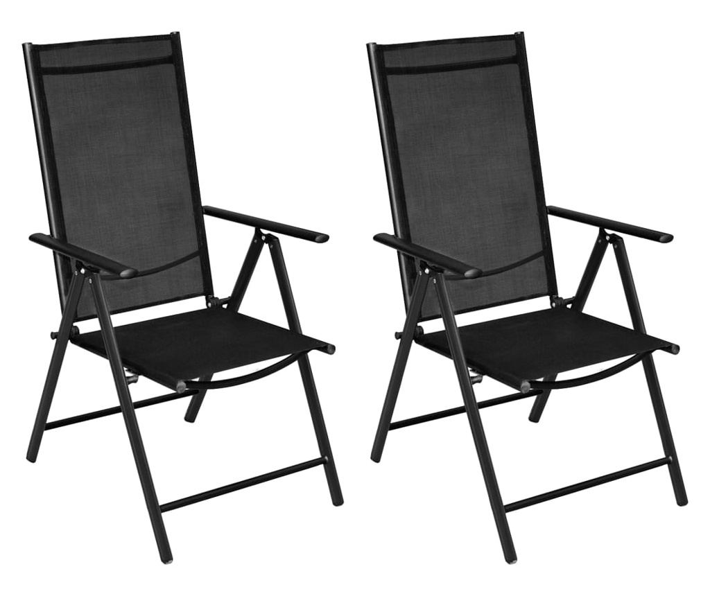 3-dijelni bistro set od aluminija i tekstilena crni - 3