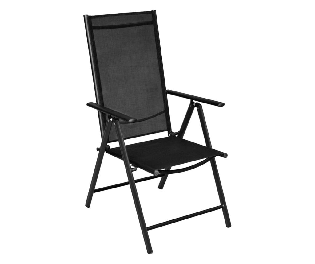 3-dijelni bistro set od aluminija i tekstilena crni - 4