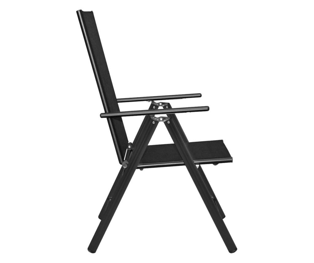 3-dijelni bistro set od aluminija i tekstilena crni - 5