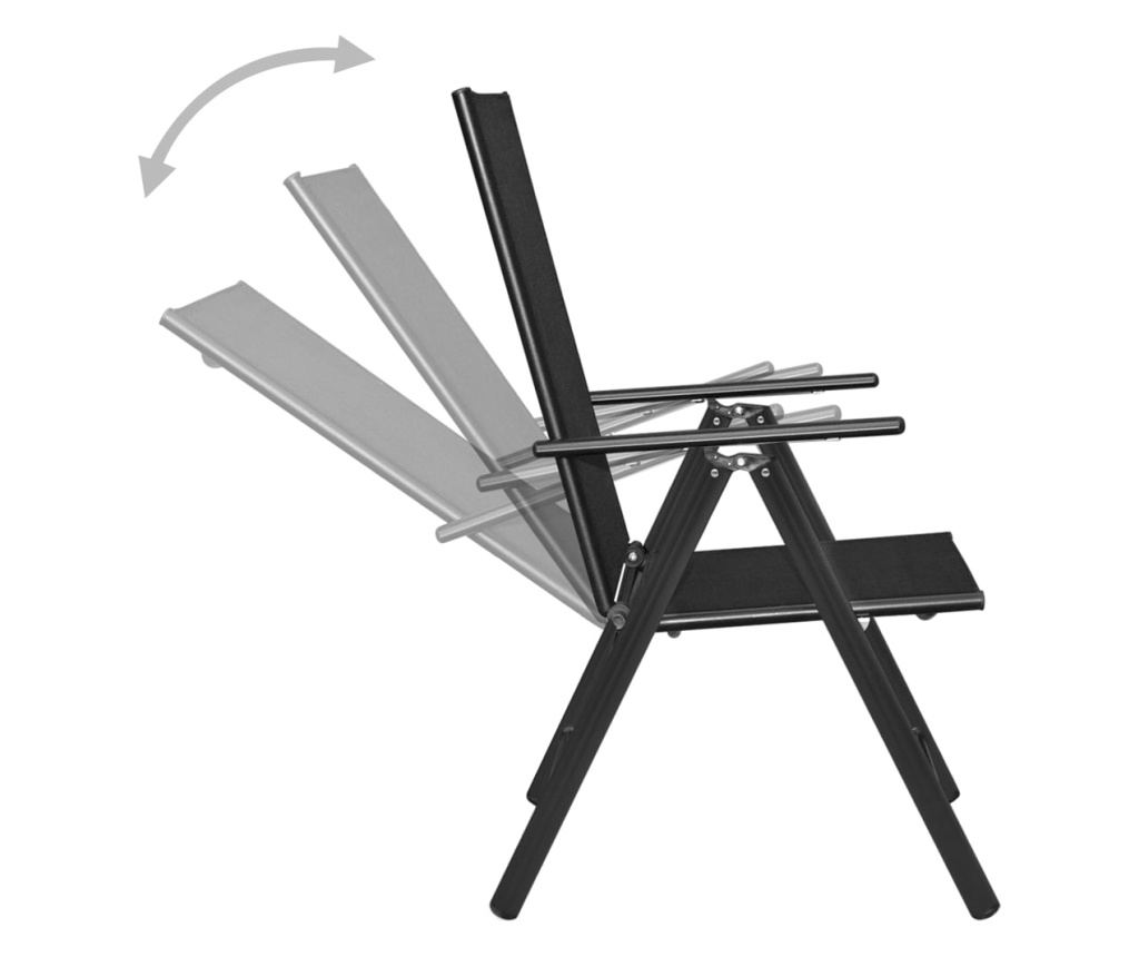 3-dijelni bistro set od aluminija i tekstilena crni - 6