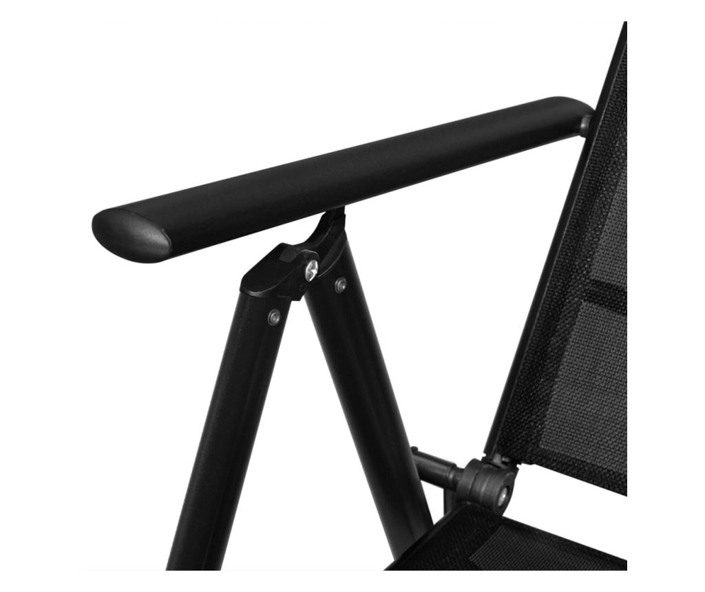 3-dijelni bistro set od aluminija i tekstilena crni - 8