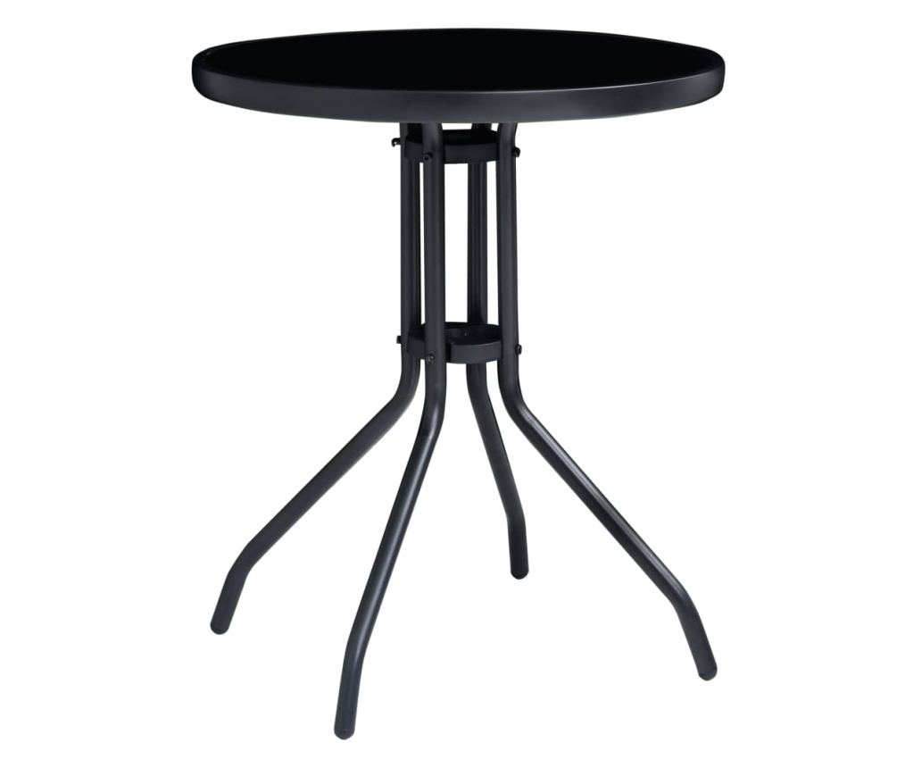 3-dijelni bistro set od aluminija i tekstilena crni - 9