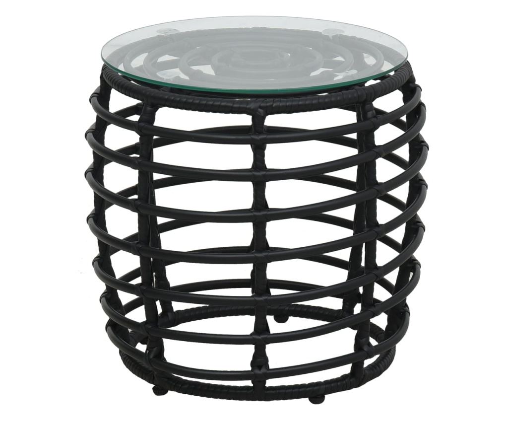 3-dijelni bistro set od poliratana crni - 3