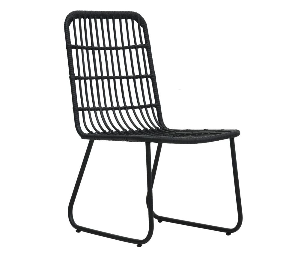 3-dijelni bistro set od poliratana crni - 5