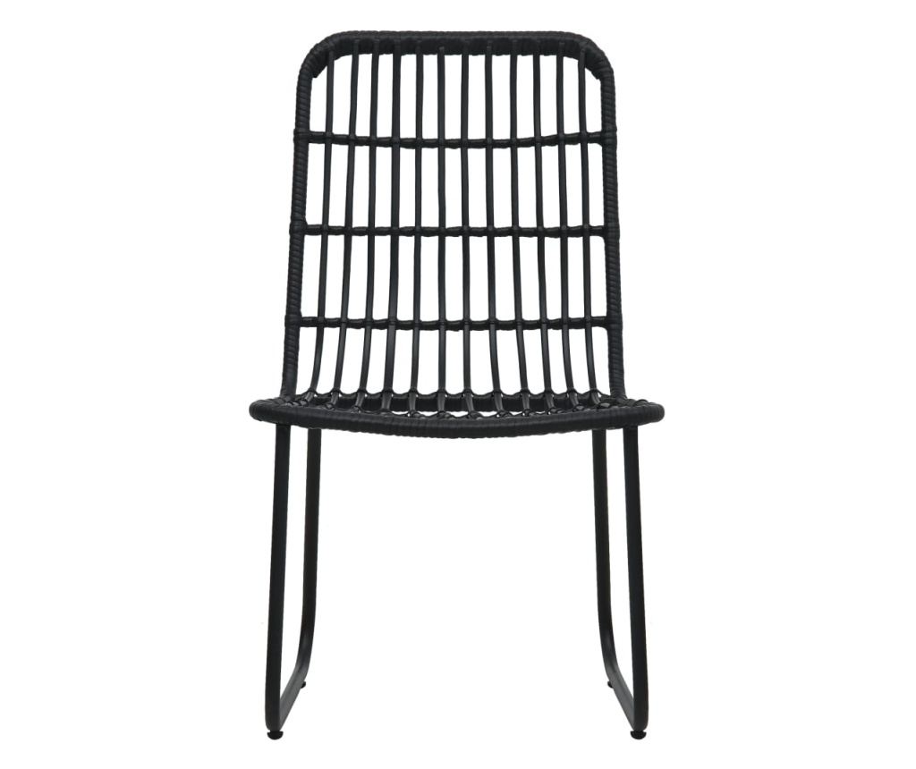3-dijelni bistro set od poliratana crni - 6