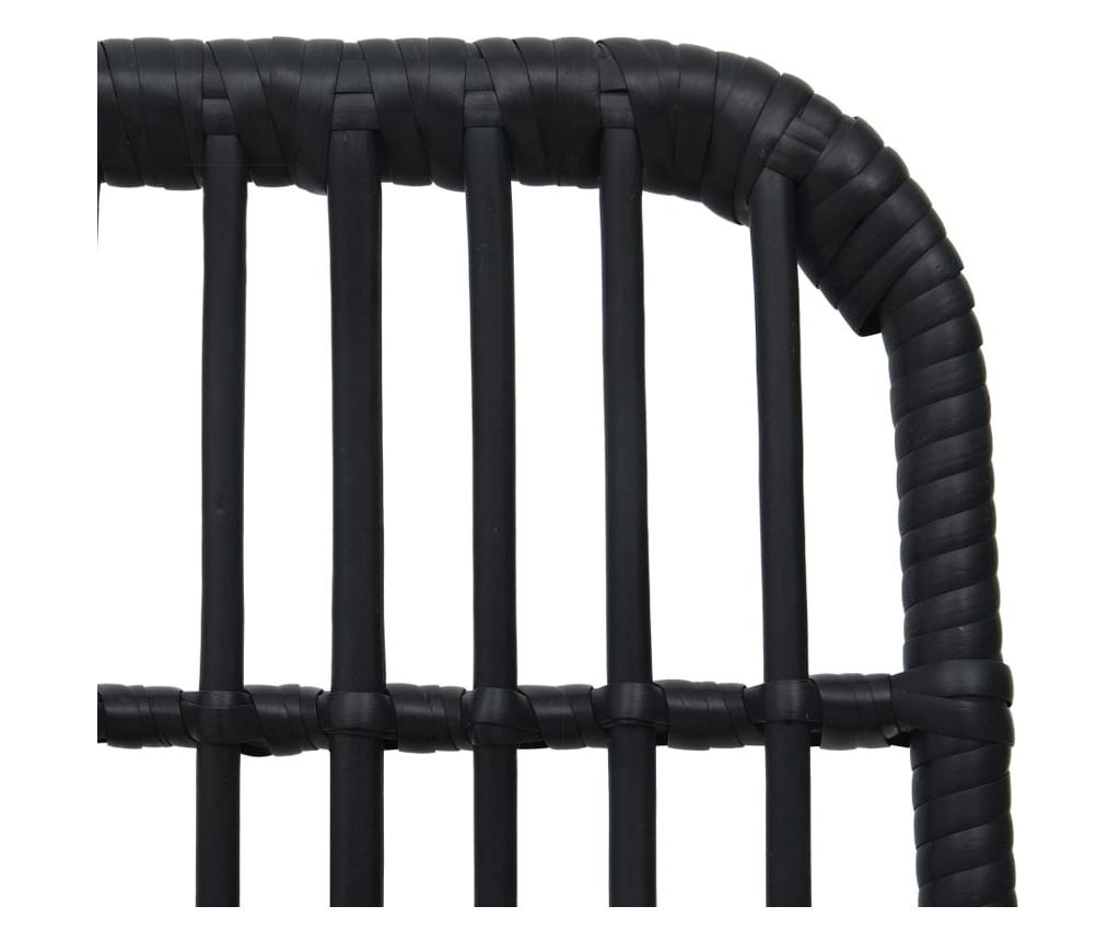 3-dijelni bistro set od poliratana crni - 7
