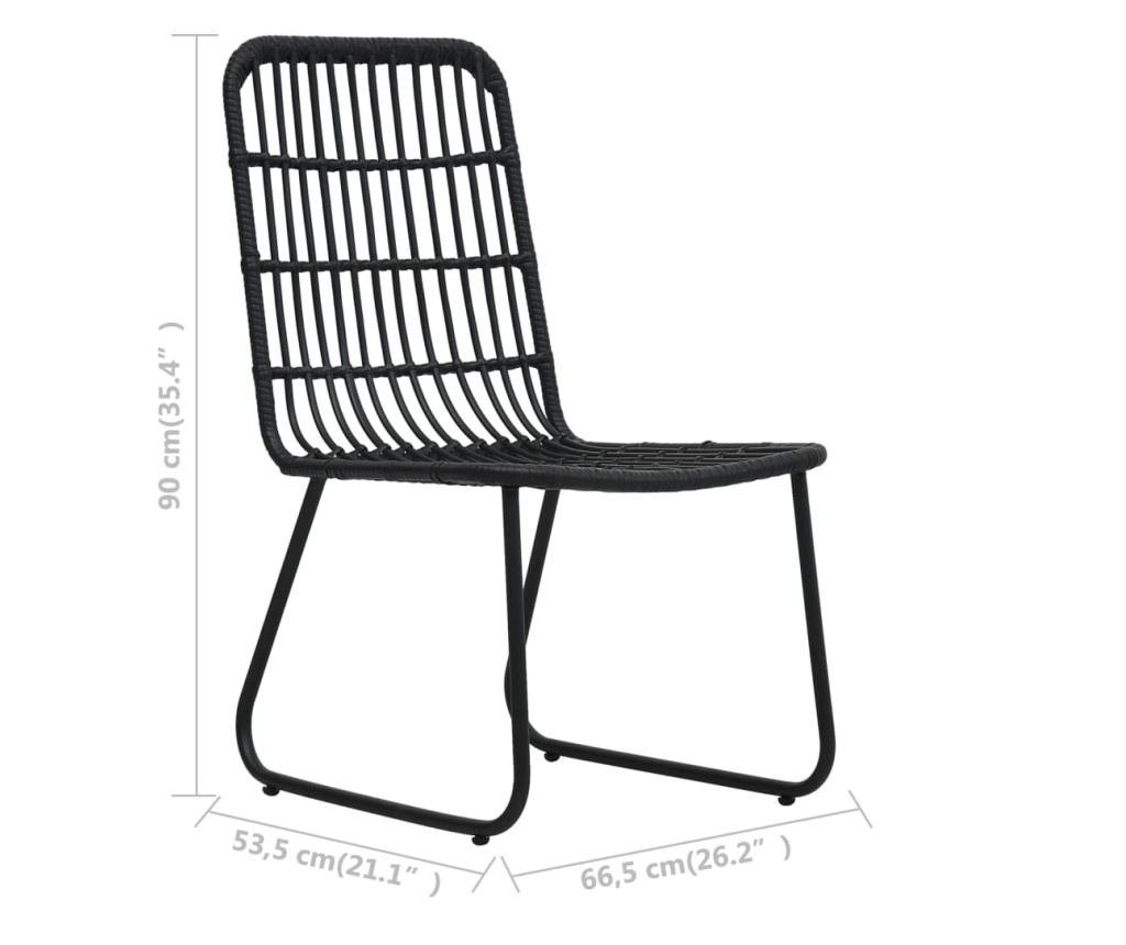 3-dijelni bistro set od poliratana crni - 9
