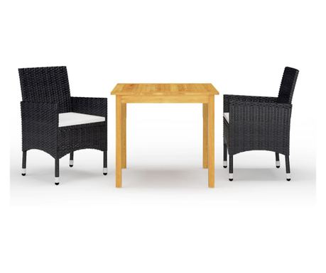 3-dijelni vrtni blagovaonski set crni 