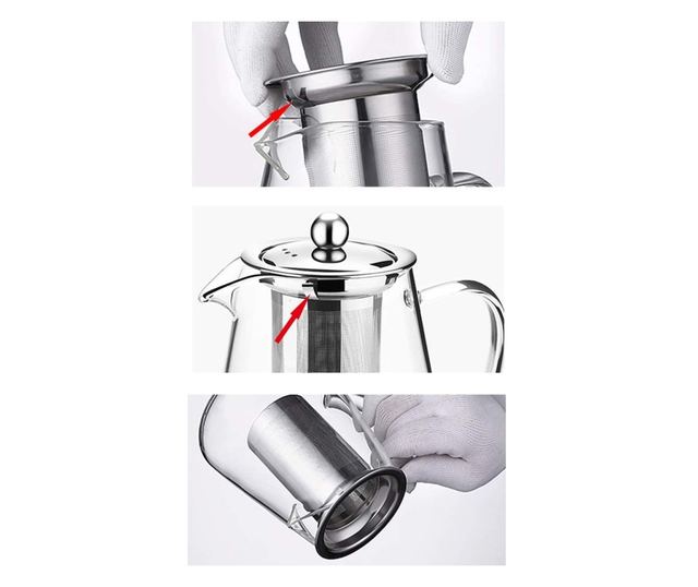 Set ceainic cu 2 cani, Quasar & Co., cu infuzor, capac si 2 cani cu pereti dubli, 550 ml/2 x 250 ml, transparent
