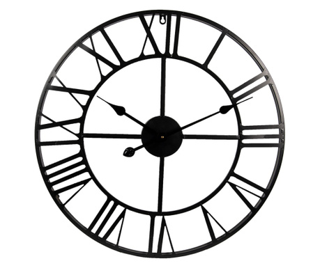 Černé kovové nástěnné hodiny 60x4 cm
