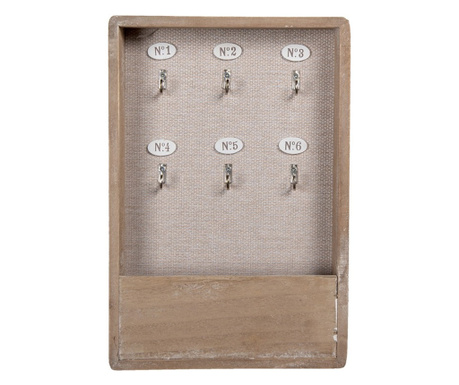 Висяща дървена кутия за ключове 6 закачалки 20х5х30 см