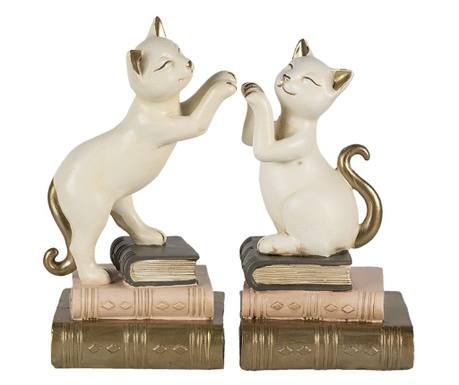 Set od 2 držača za knjige, zlatno bijelo smeđe, mačke, 20x8x19 cm