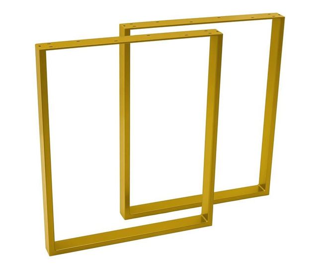 Set 2 picioare masa,72 cm H x 60 cm L , Profil Lat , Vopsire in camp electrostic, FInisaje Premium , BalustradeTM, Metal AURIU