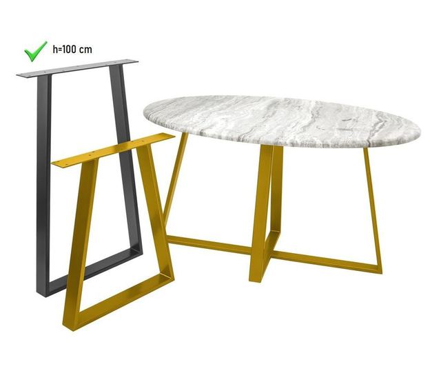 Set 2 picioare masa Bar stil scandinav Trapez, 100 cm H x 60 cm L x 6 cm , Profil Lat, Vopsire in camp electrostic, Finisaje Pre