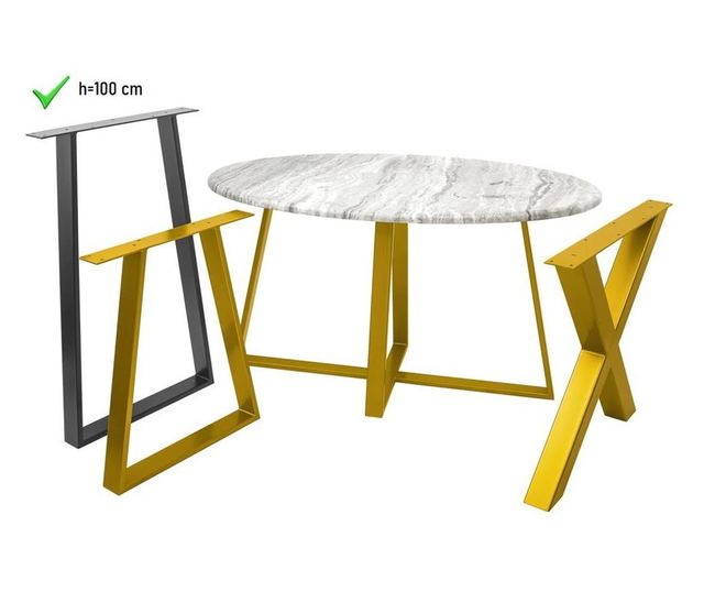 Set 2 picioare masa Bar stil scandinav Trapez, 100 cm H x 60 cm L x 6 cm , Profil Lat, Vopsire in camp electrostic, Finisaje Pre